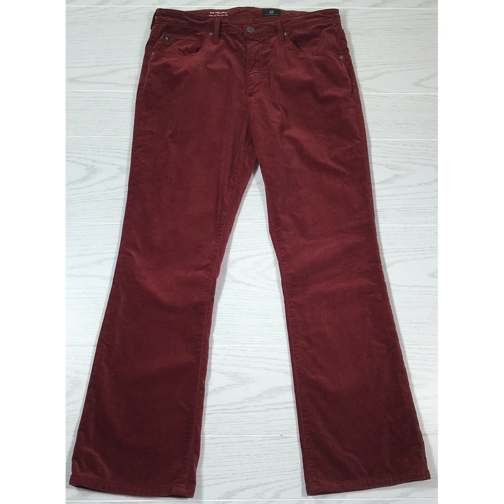 AG Adriano Goldschmied Velour Jeans Womens 29 Red Jodi Crop High Rise Stretch
